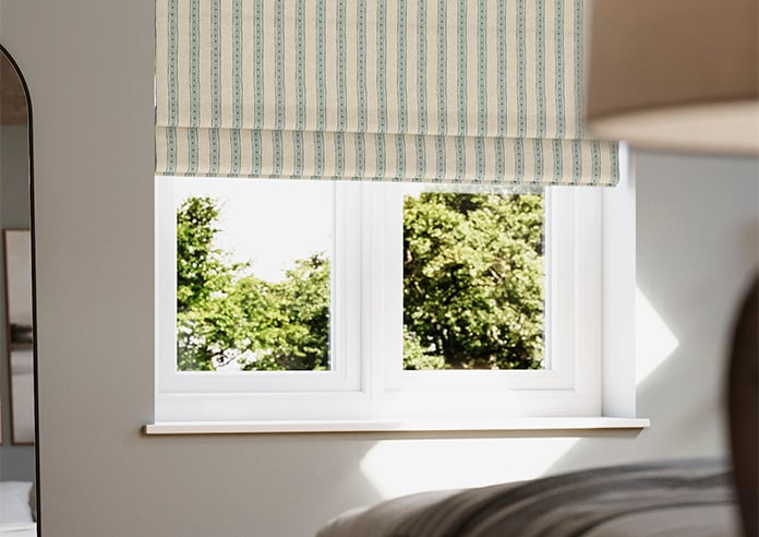 Emily Bond Block Printed Stripe, Blue & Green - Twist&Fit Roman Blind - Image 5